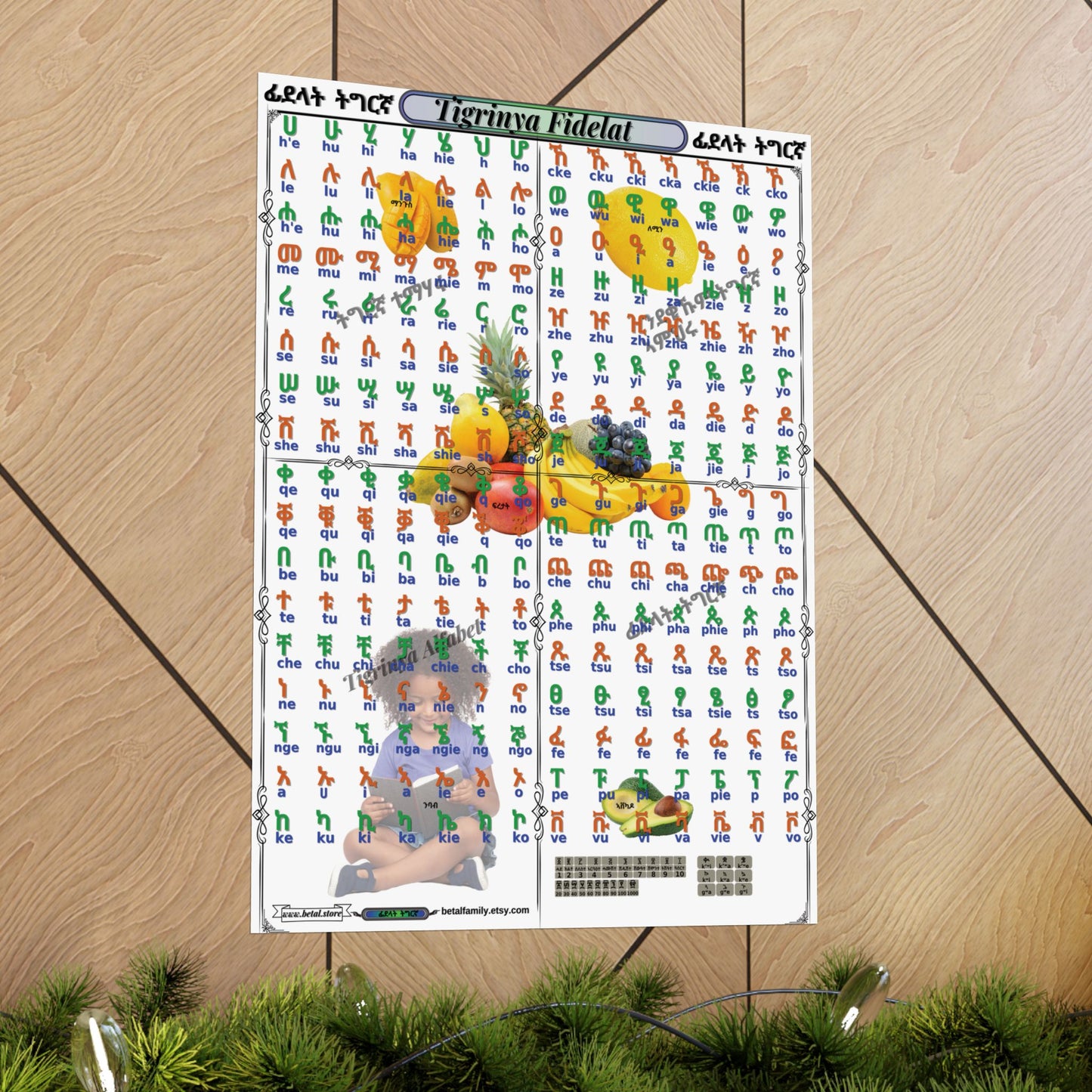 Tigrinya Alphabet, Tigrigna/Fidelat Geez/Fidelat Wall Matte Vertical Posters 18x24.