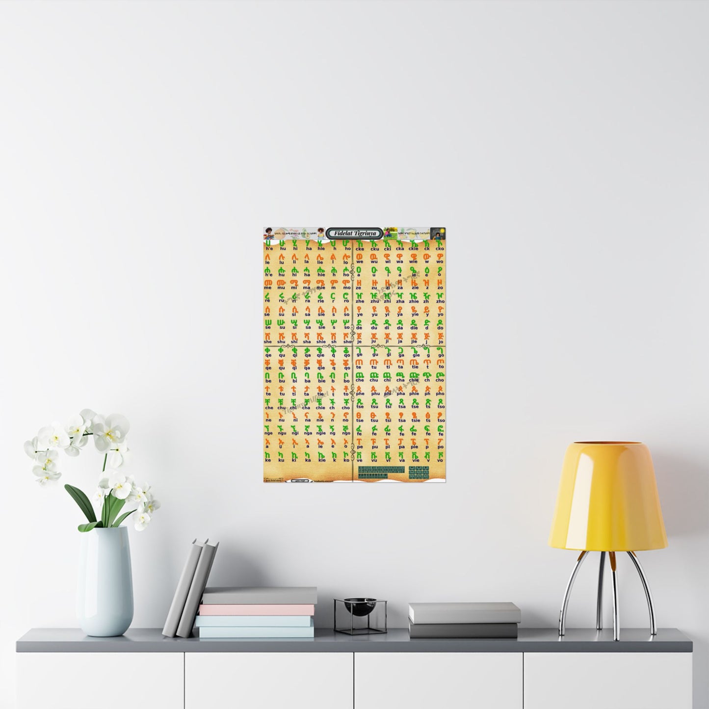 Tigrinya Alphabet, Tigrigna/Fidelat Geez/Fidelat Wall Matte Vertical Posters 20x28.