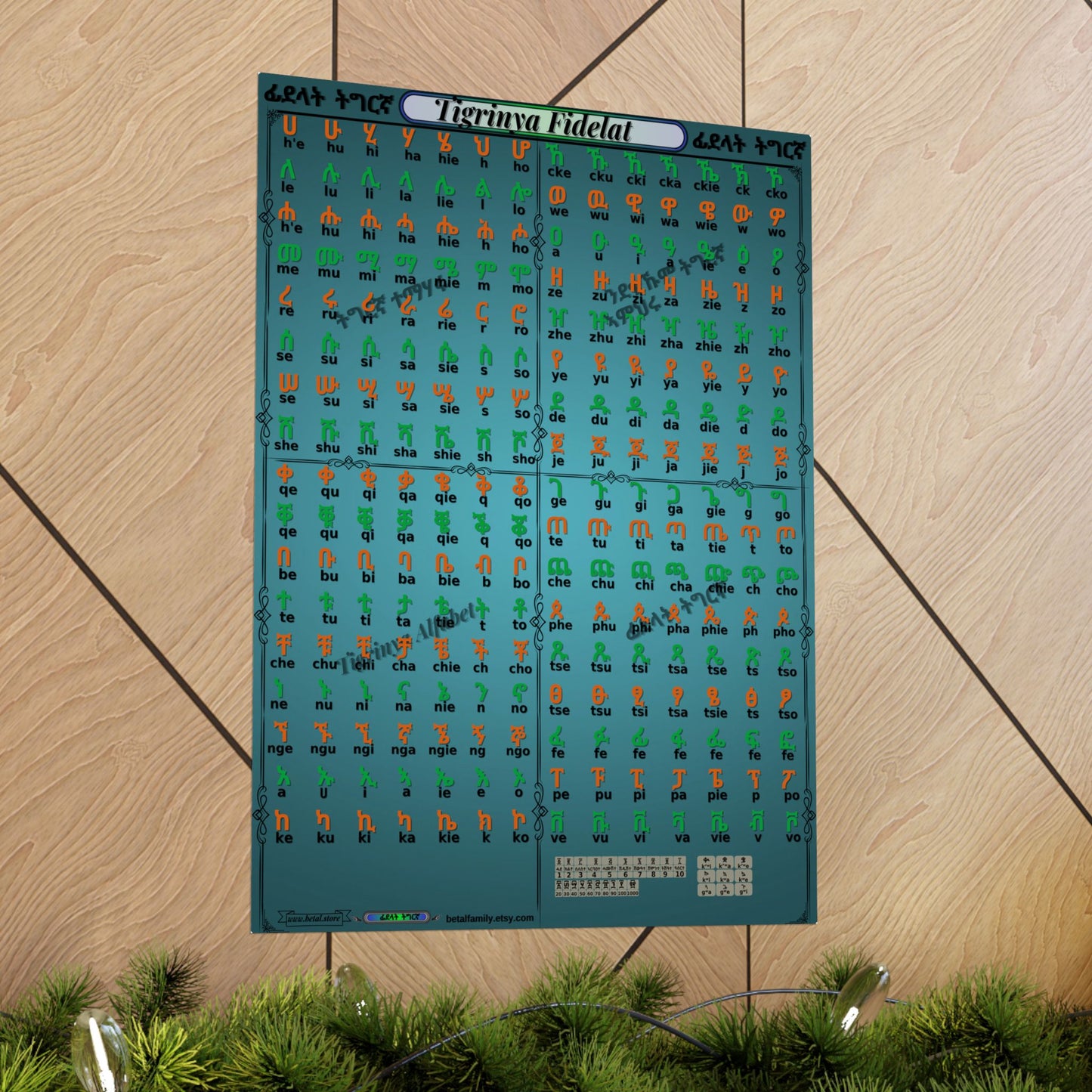 Tigrinya Alphabet, Tigrigna/Fidelat Geez/Fidelat Wall Matte Vertical Posters 18x24.