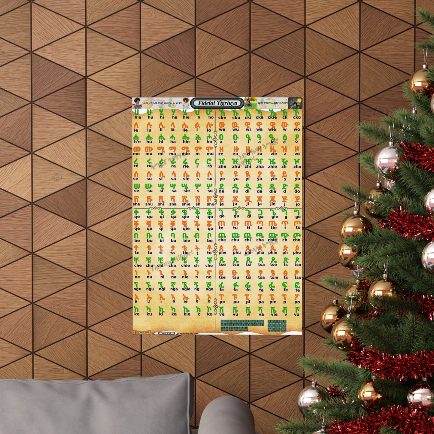Tigrinya Alphabet, Tigrigna/Fidelat Geez/Fidelat Wall Matte Vertical Posters 20x28.