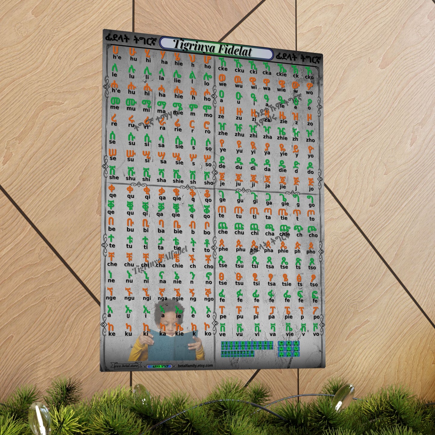 Tigrinya Alphabet, Tigrigna/Fidelat Geez/Fidelat Wall Matte Vertical Posters 18x24.